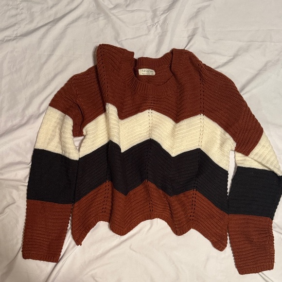 Chic Colorblock Sweater in Brown, Black, and Cream - Picture 2 of 4